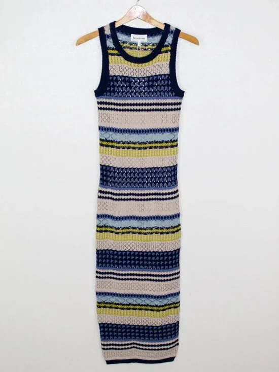 Heartloom Gimlet Crochet Midi Dress | Marina Stripe | Size XS | Pointelle Knit - Picture 1 of 7